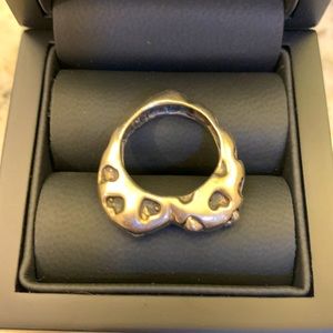Vintage Dian Malouf - Sterling Silver Cut Out Heart Ring